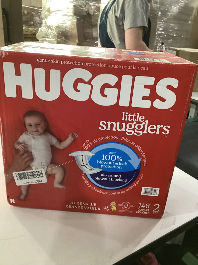 Condition photo showing New/Like New for Huggies Size 2 Diapers, Little Snugglers Baby Diapers, Size 2 (12-18 lbs), 148 Count Size 2 148