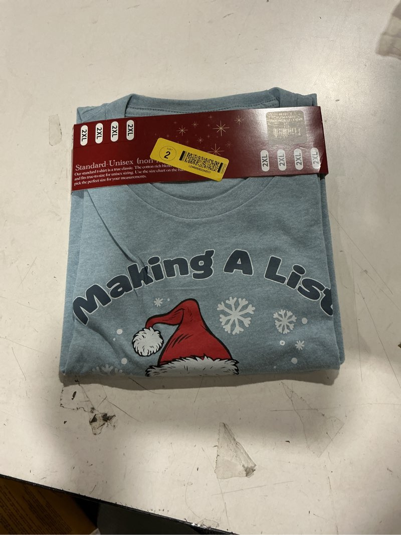 Women's Blue Light weight Knit Short sleeve Graphic Holiday T-shirt ( 2XL )