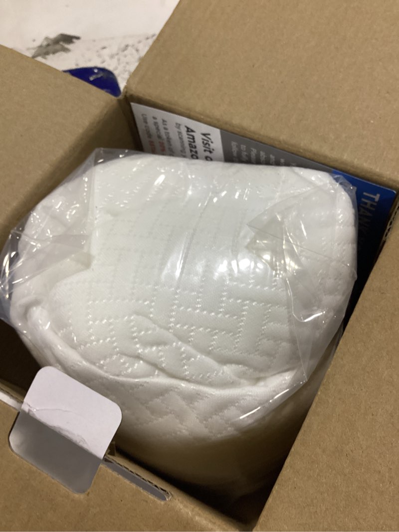 Condition photo showing As Is for 5 stars united knee pillow for back sleeping – half moon bolster pillow for legs, under knee pillow for sleeping on back, memory foam leg pillow for back pain, white white standard