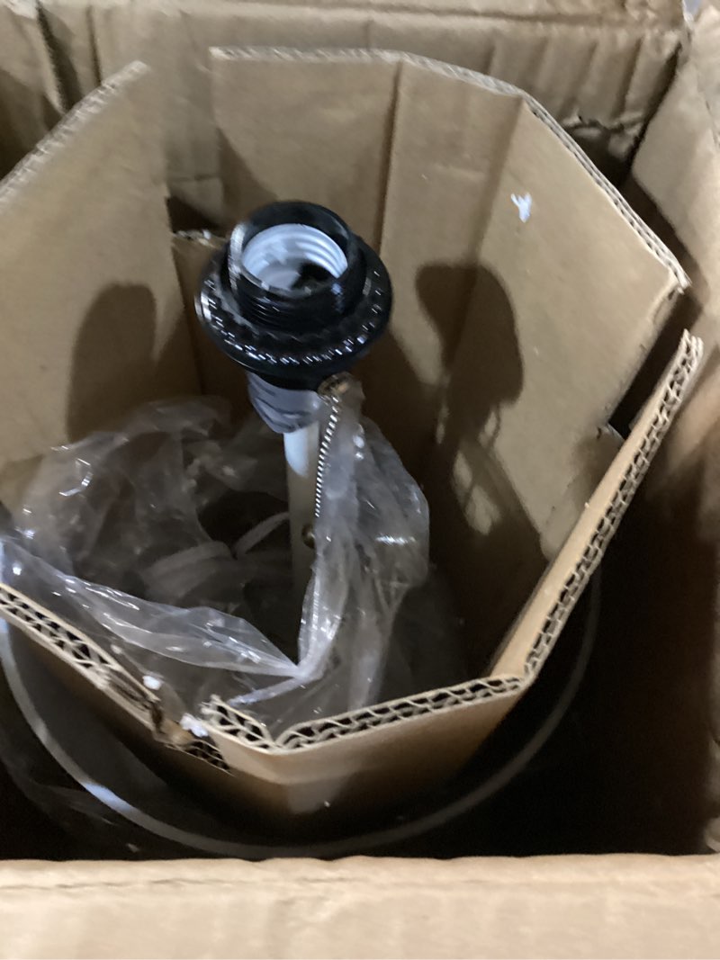 Condition photo showing Good Condition for Simple Designs LT2024-WOW White Stick Table Desk Lamp with Charging Outlet and Drum Fabric Shade, White Shade 1 White / White No Bulb