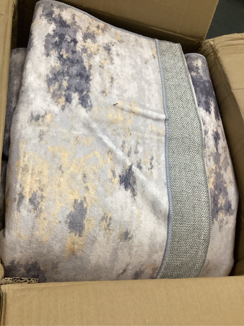 Condition photo showing As Is for Washable Area Rugs 9'x12' Non-Slip Modern Abstract Soft for Living Room Entryway Bedroom Nursery, Print Pattern, Purple Grey Cream Yellow Gray/Purple/ Light Cream/Yellow 9' x 12' (Rectangular)