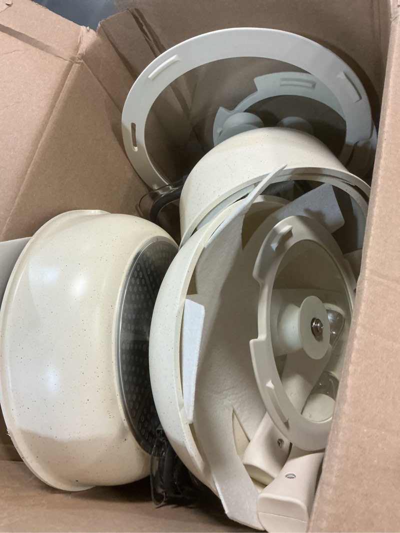 Condition photo showing Good Condition for (Incomplete, only 12 pc) Pots & Pans Set Non Stick Ceramic-Granite – 14-Piece Cookware with Detachable Handles, Stackable Space-Saving, Dishwasher Safe, Stain-resistant, Oven & All-Stove Safe, Tempered Glass Lids, White Cream White Cream 14 Piece Set