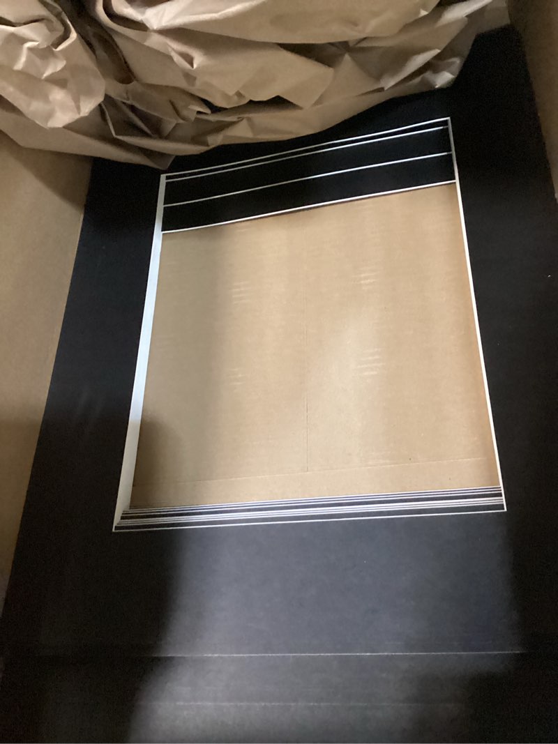 Condition photo showing Good Condition for 15 Pack 20x16 Black Picture Mats, Frame Mattes for 11x14 Pictures Display Photo Frame Mat Core Bevel Cut Mat Board Show Kit for Photos, Prints, Artworks 20x16 for Photos 11x14