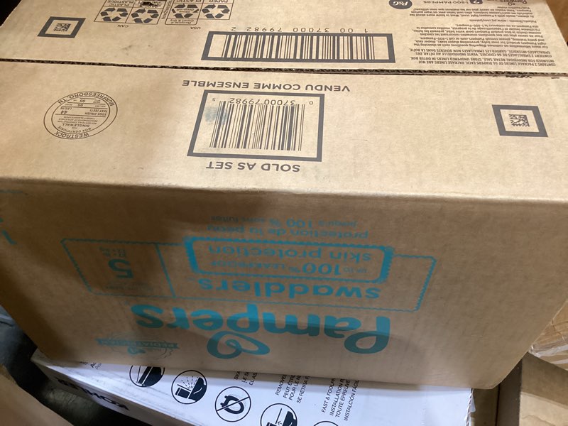 Condition photo showing New/Like New for pampers swaddlers diapers, size 5 (20-37 lbs), 132 count, absorbent, keeps baby dry and comfortable, skin safe disposable baby diaper (packaging may vary) size 5 132