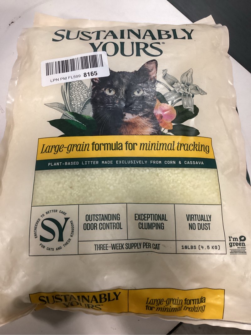 Condition photo showing Good Condition for sustainably yours cat litter, large-grain formula 10 lbs 10 lb large grains