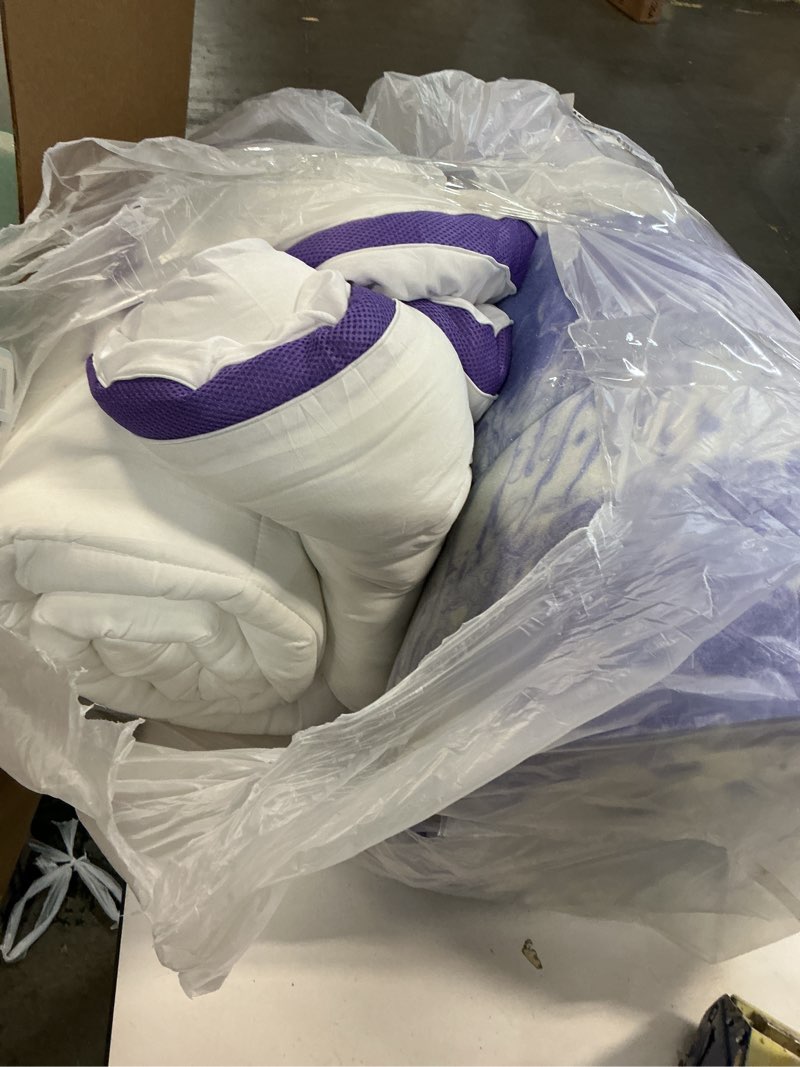 Condition photo showing As Is for Dual Layer 4 Inch Memory Foam Mattress Topper Queen - 2 Inch Gel Memory Foam and 2 Inch Pillow Top Mattress Pad, 7-Zone Egg Crate Mattress Topper