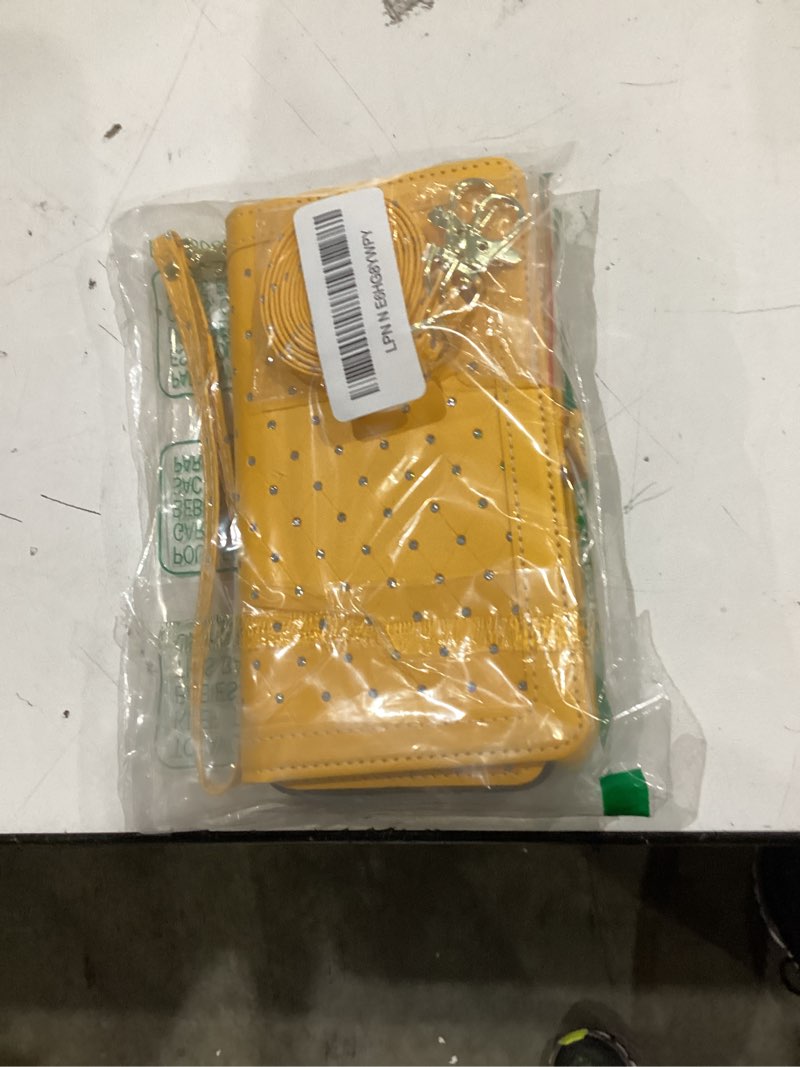 Condition photo showing Good Condition for phone case for samsung galaxy s22 plus s22+ 5g zipper wallet detachable cell cover with screen protector crossbody strap bling flip credit card holder s22+5g s22plus 22s + s 22 22+ women yellow yellow for s22 plus