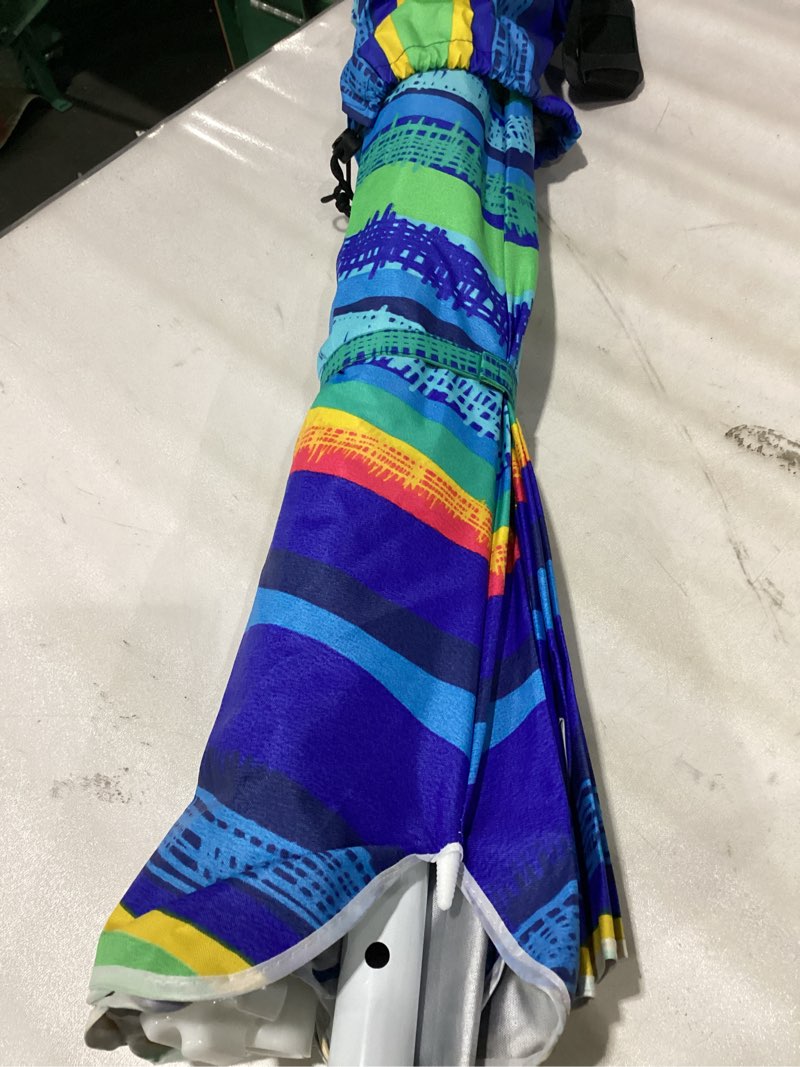 AMMSUN 8FT Large Beach Umbrella with sand anchor, Heavy Duty High Wind Portable Outdoor Umbrella UPF