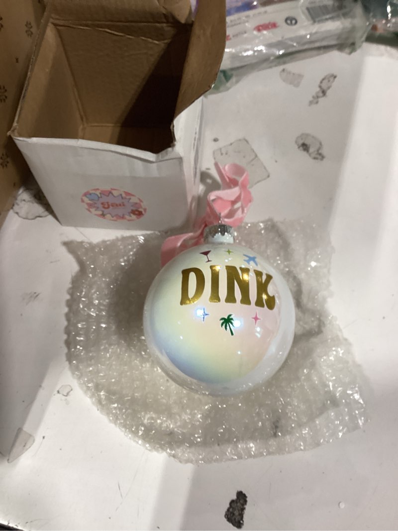 Condition photo showing New/Like New for xo, fetti funny gag dink ornament - 1 pc | dual income no kids christmas decorations, holiday cheers, childless party supplies, gag gift, white elephant