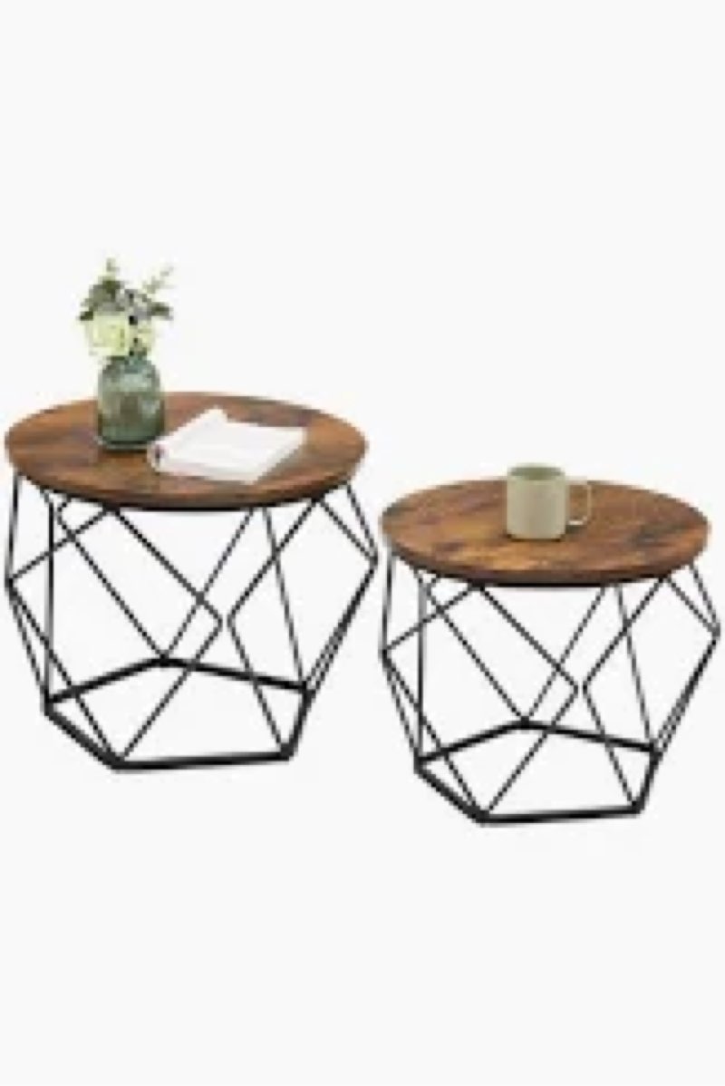 VASAGLE Nesting Coffee Tables, End Tables Set of 3 for Living Room Bedroom, Industrial Small Stackin