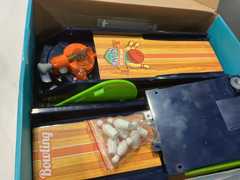 Condition photo showing Good Condition for bowling game — electronic tabletop arcade game with lcd auto scoring, lights & sound, spring-loaded launcher & 1-2 player modes — mini bowling set for kids