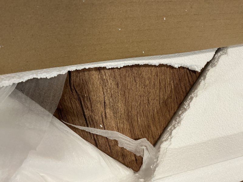 Condition photo showing Good Condition for Sauder Palladia Corner TV Stand Console Entertainment Credenza, in Vintage Oak