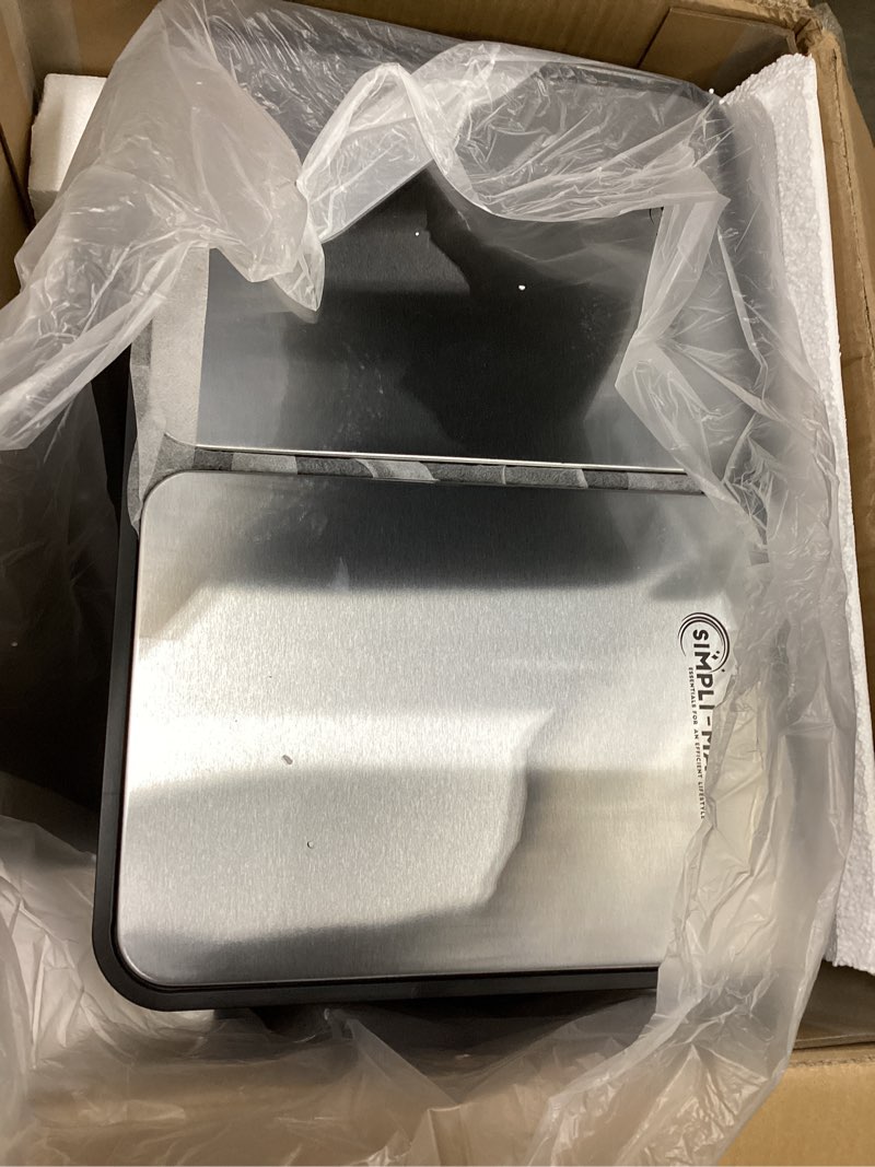 Condition photo showing New/Like New for SIMPLI-MAGIC 60 Liter / 16 Gallon Rectangular Hands-Free Dual Compartment Recycling Kitchen Step Trash Can with Soft-Close Lid, Brushed Stainless Steel (30L x 30L Capacity)