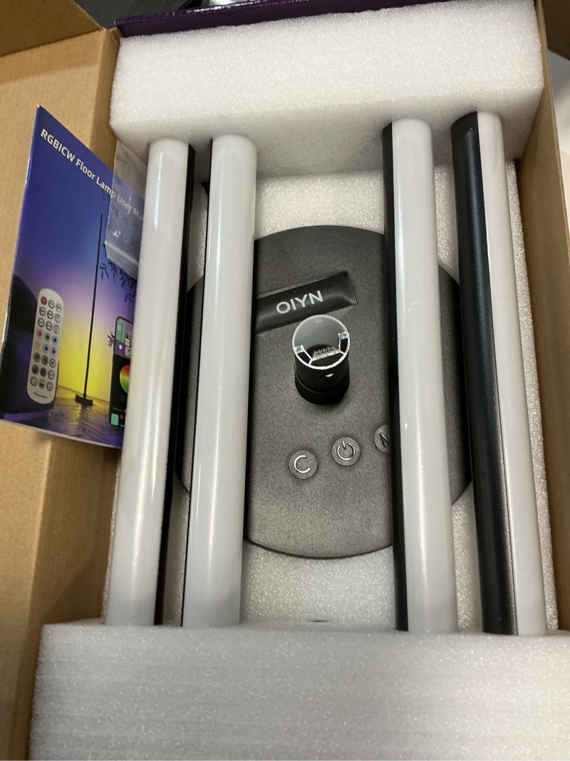 Condition photo showing Good Condition for OIYN Smart RGBICW LED Corner Floor Lamp - 16 Million DIY Colors, 68+ Scenes, Music Sync, App & Remote Control, Color-Changing Ambient Lighting for Living Rooms, Bedrooms, and Gaming Rooms 1 Pack