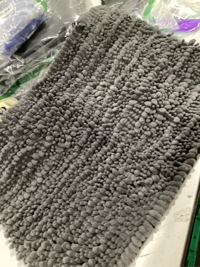Condition photo showing Good Condition for ilango bathroom rugs dark grey 32x20,extra soft absorbent chenille bath rugs,thick non-slip shaggy bath mat,machine washable quick dry bath mats for bathroom floor, tub, shower accessories dark grey 20"×32" bathroom rug