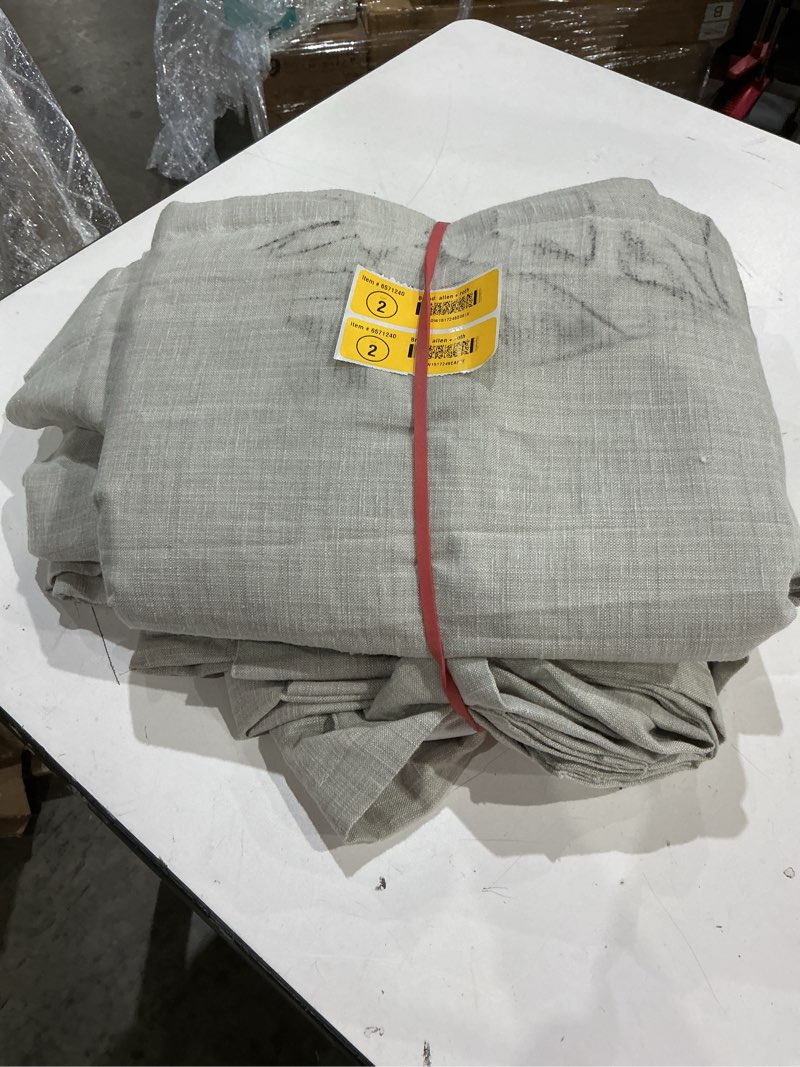Condition photo showing As Is for origin 21 84-in bone room darkening interlined back tab curtain panel pair