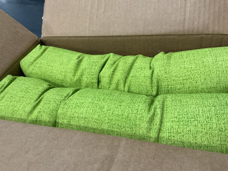 Condition photo showing Good Condition for pillow perfect pompeii solid indoor/outdoor reversible patio chairpad with ties weather and fade resistant, 17" x 17.5", green, 2 count green 17" x 17.5"
