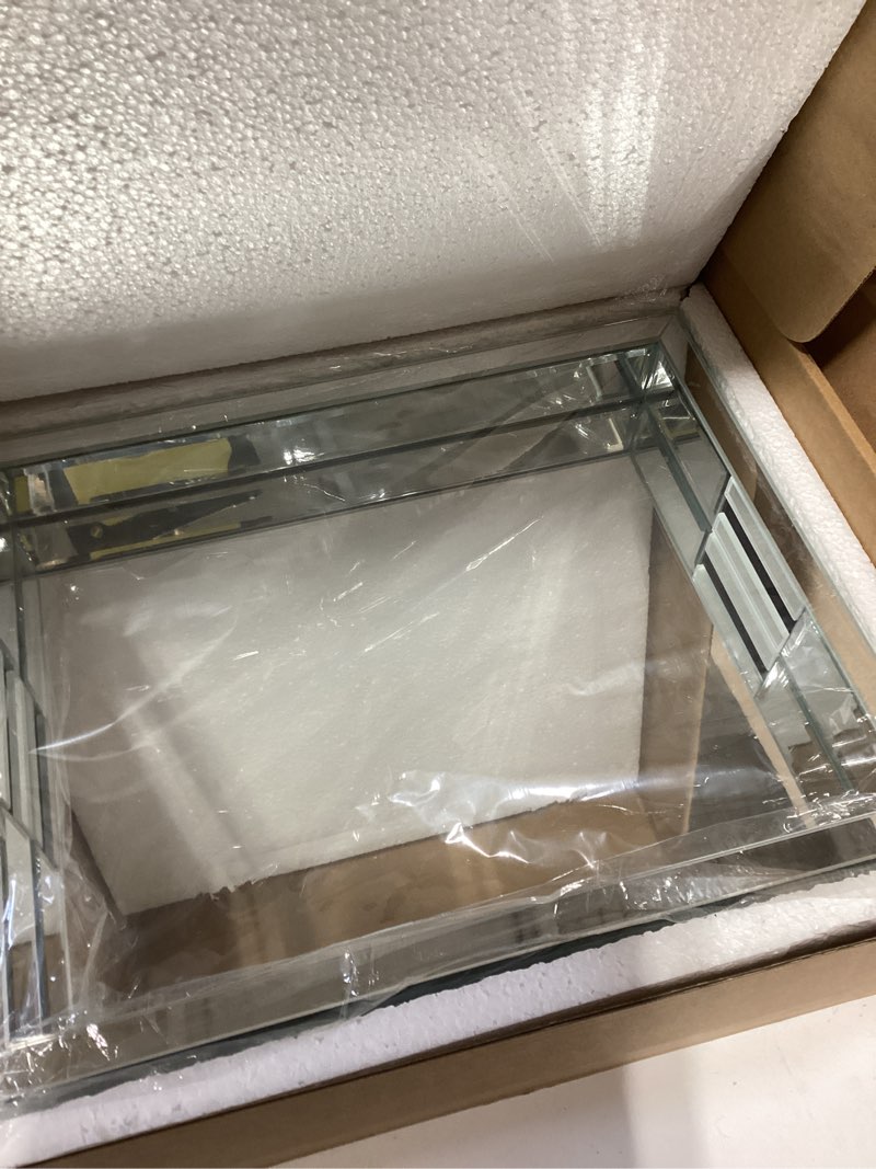 Condition photo showing New/Like New for Kanpura Crush Diamond Mirror Perfume Tray, Silver Glass Mirror Trays for Vanity, Jewelry Organizer, Decorative Serving Tray for Christmas Coffee Table Decor(11.5”x7.5”x2”) Clear,rectangular