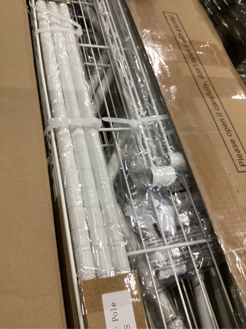 Condition photo showing New/Like New for Ulif U13 Over Washer and Dryer Storage Shelves, 6 Tiers Laundry Room Standing Shelf with 2 Hanger Rods, Space Saver Clothes Drying Rack, 63.4" W x 22" D x 77.4" H, White White U13 Standard