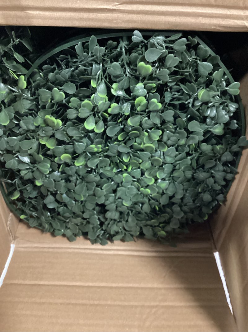 Condition photo showing New/Like New for Bybeton Artificial Ivy Privacy Fence Screen, 32"x96" (21.36 sqft) UV-Anti Faux Boxwood Leaves Grass Wall Roll for Patio Balcony Privacy, Garden, Backyard Greenery Wall Backdrop and Fence Decor