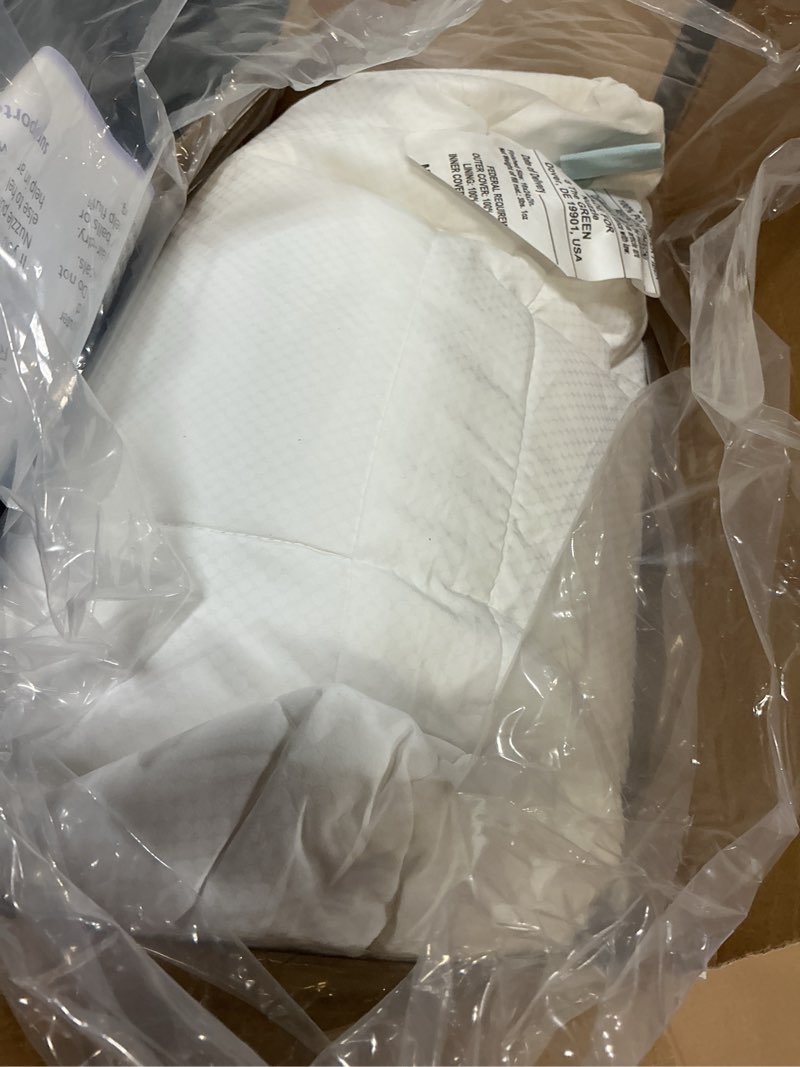 Condition photo showing As Is for Nuzzle Cooling Adjustable Pillow for Side Sleepers, Luxury Standard Size Set of 2 Bed Pillow Hotel Collection - Best Adjust Height Soft Firm Pillow for Back, Stomach or Side Sleepers - Home Gifts Standard SIze (Set of 2) White