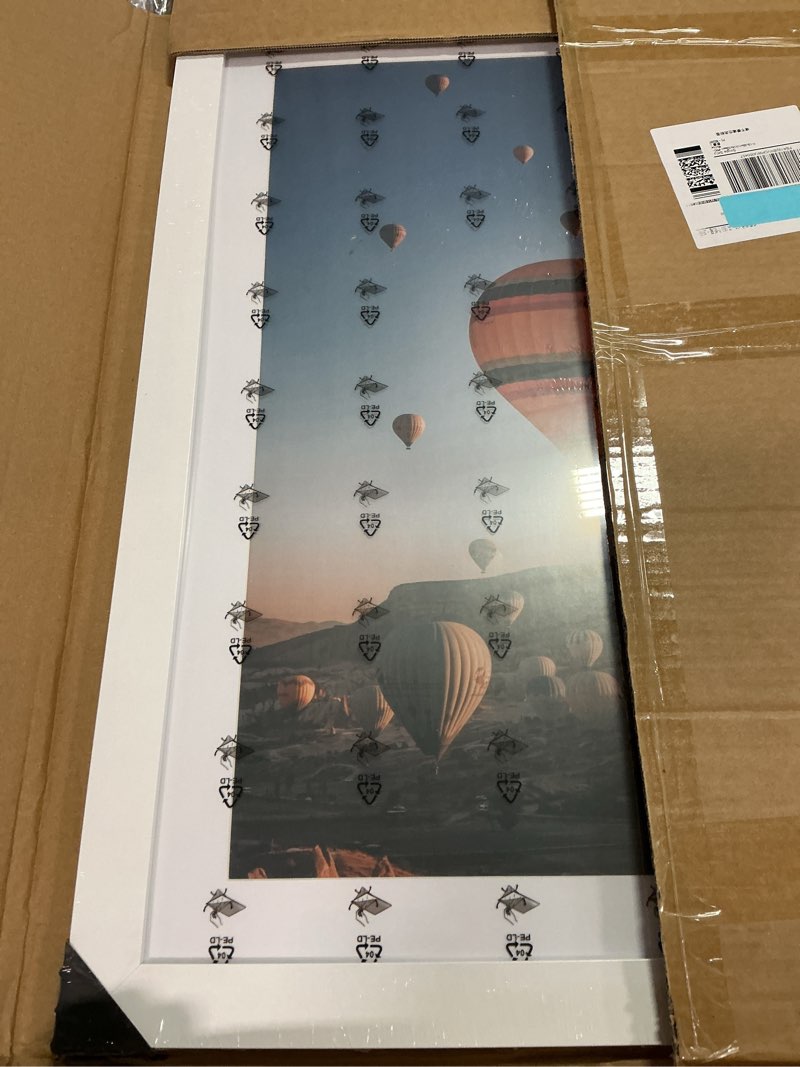 Condition photo showing Good Condition for 19x25 Picture Frame with 16x22 Mat, Display Photo 16x22 with Mat or 19 x 25 Without Mat, Wall Hanging Large 19 by 25 Poster Frame with Plexiglass, White White 19x25 inch