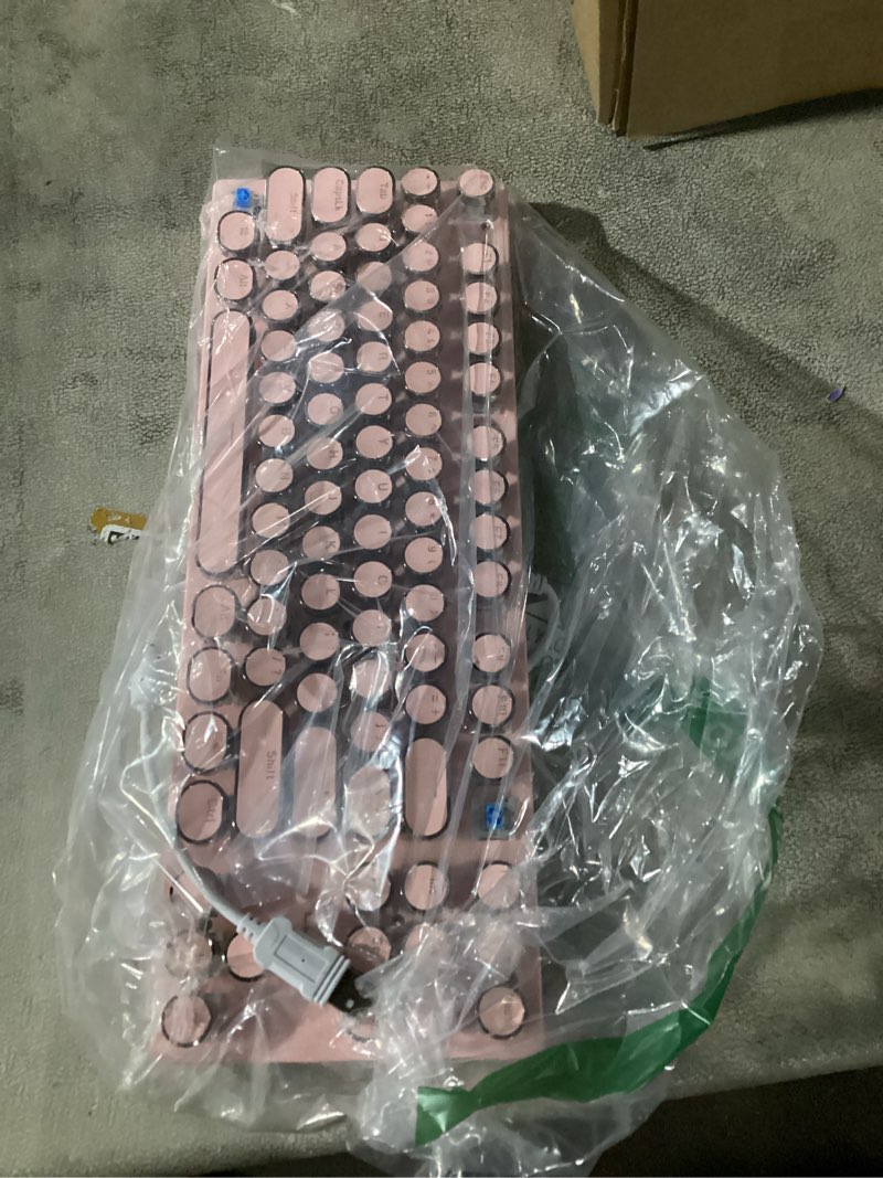 Condition photo showing Good Condition for Mechanical Gaming Pink Keyboard,87 Key Retro Punk Typewriter-Style,Blue Switch RGB Backlit Keyboard,Anti-Ghosting, USB Wired, for PC Laptop Desktop Computer, for Game and Office