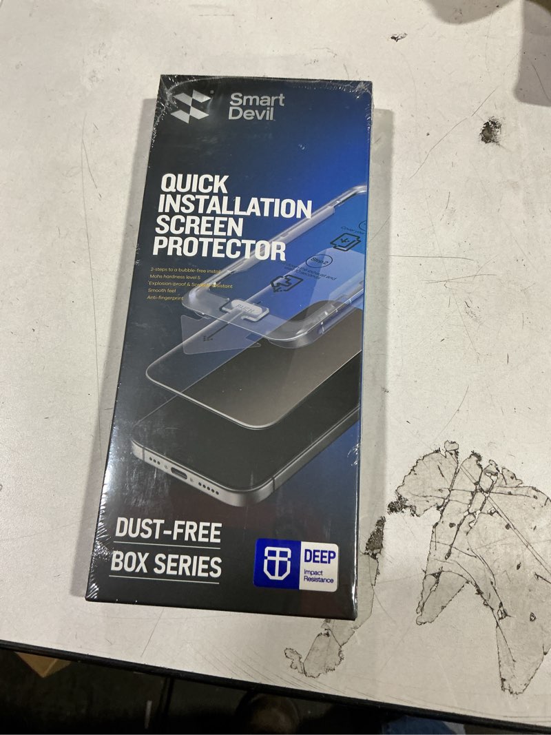 Condition photo showing New/Like New for SMARTDEVIL 3 Pack for iPhone 15 Plus Screen Protector, 9H Hardness Military Grade Shatterproof, HD Clear Tempered Glass with Auto Dust-Elimination, Bubble Free, Easy Installation, Case Friendly iPhone 15 Plus Clear