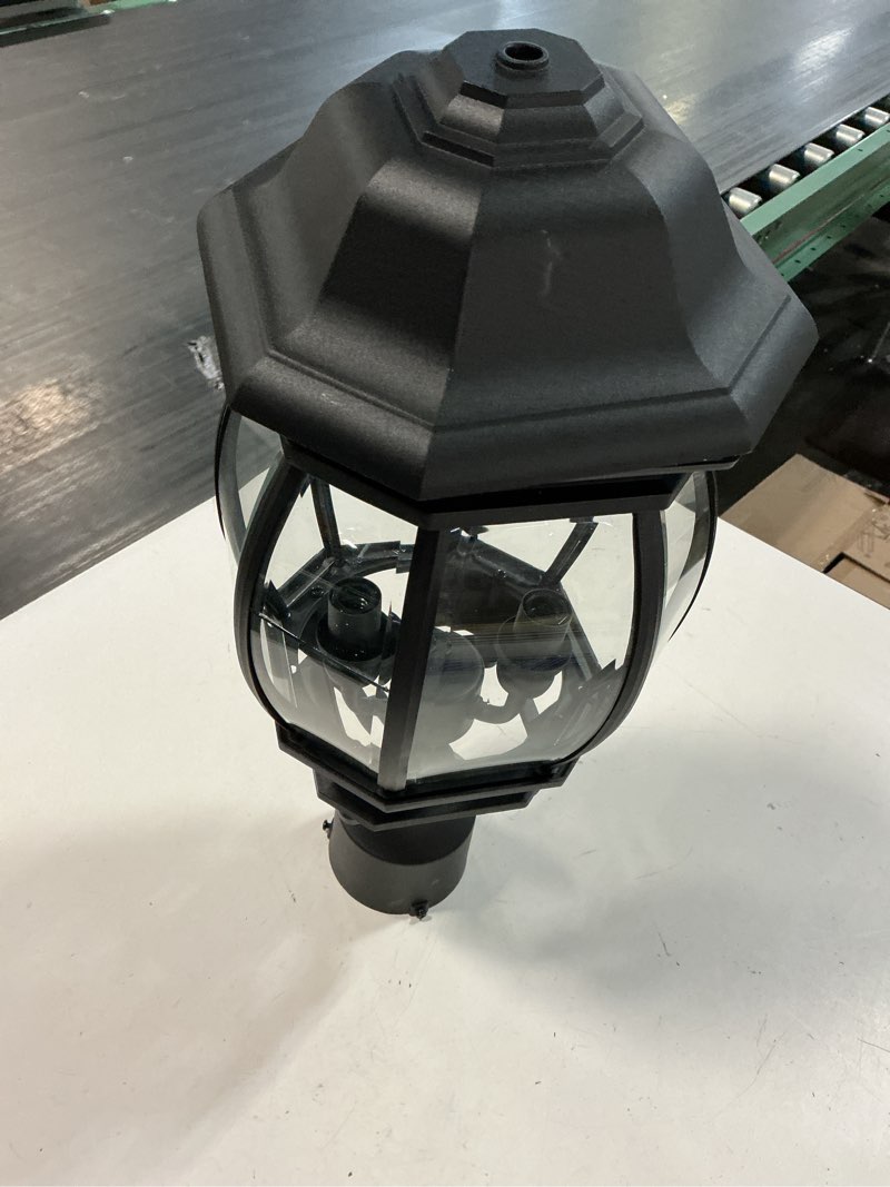 Condition photo showing As Is for allen + roth french 21.34-in black traditional outdoor light post lantern