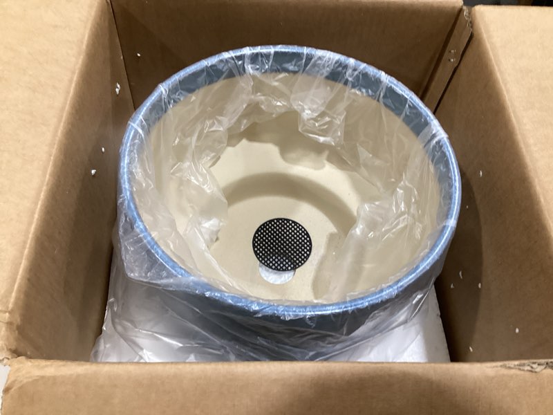 Condition photo showing Good Condition for ceramic planters 11 inch, honeycomb ceramic pots for plants indoor outdoor, round plant pot with drainage hole, large planter flower pot, reactive glaze blue reactive glaze blue 11 inch