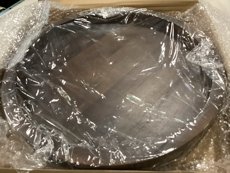 Condition photo showing New/Like New for 16" Acacia Lazy Susan Turntable for Table - Wooden Charcuterie Boards Cheese Board - Extra Large Lazy Susan Organizer - Kitchen Turntable for Cabinet, Pantry (16 Inch, Walnut) Walnut 16 Inch