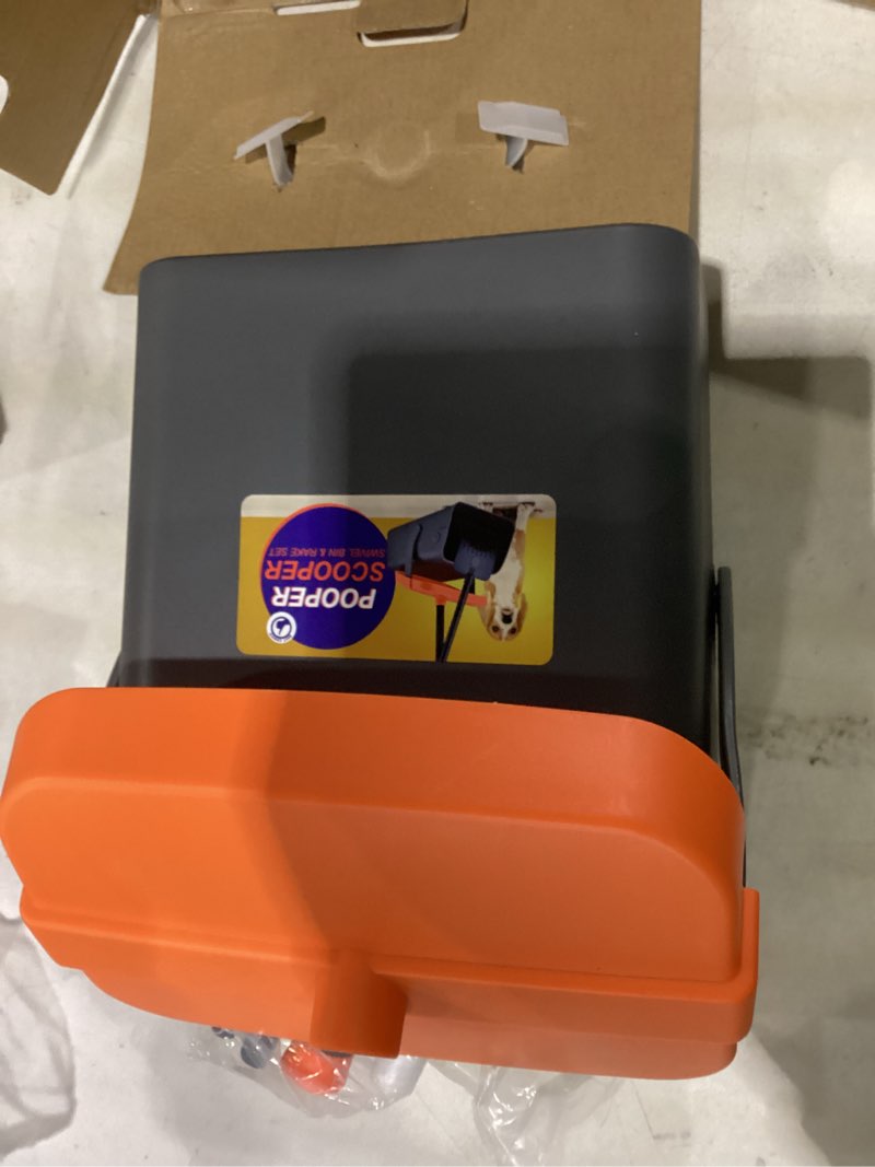 Condition photo showing Good Condition for 46" pooper scooper swivel bin & rake for large small dogs with bag attachment, long handle poop scooper with lid for yard (orange)