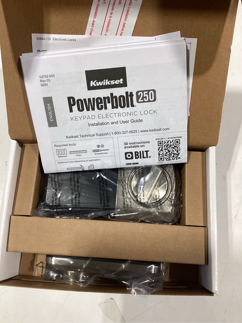 Condition photo showing As Is for kwikset smartcode satin nickel zinc electronic deadbolt