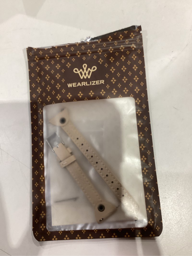 Condition photo showing Good Condition for Wearlizer Slim Leather Compatible with Samsung Galaxy Watch 6/5/5 Pro/Watch 4 40mm 44mm/Watch 4 Classic 42mm 46mm/Watch 3 41mm/Active 2 Band Women Men, 20mm Watch Strap for Garmin Vivoactive 3-Beige Beige 20mm Width