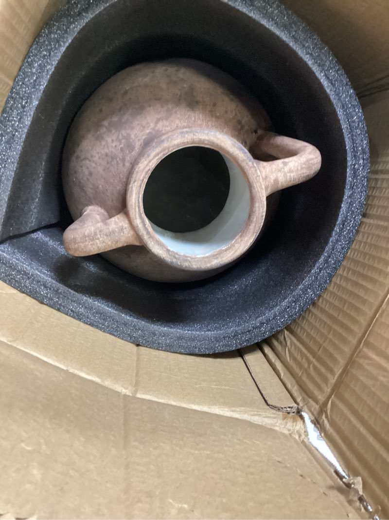 Condition photo showing Good Condition for upwoigh 20.5in tall large vintage handles ceramic floor vase, antique terracotta pottery with beige speckles and distressed brown markings, rustic farmhouse living room or bedroom decor, gift 1 pack terracotta 20.5''
