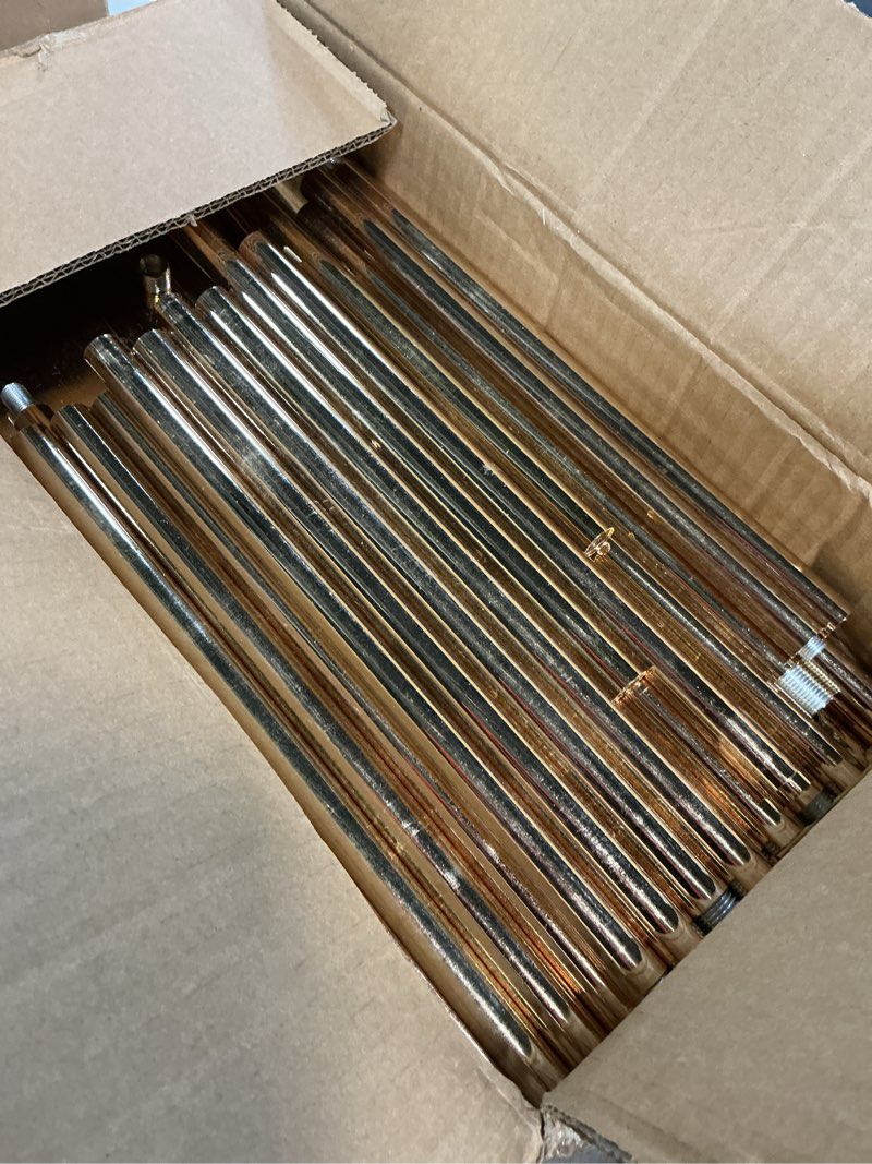 Condition photo showing As Is for vevor 4pcs gold metal column wedding flower stand, 23.6inch high with metal laminate, vase geometric centerpiece stands, cylindrical floral display rack for events reception, party road leads