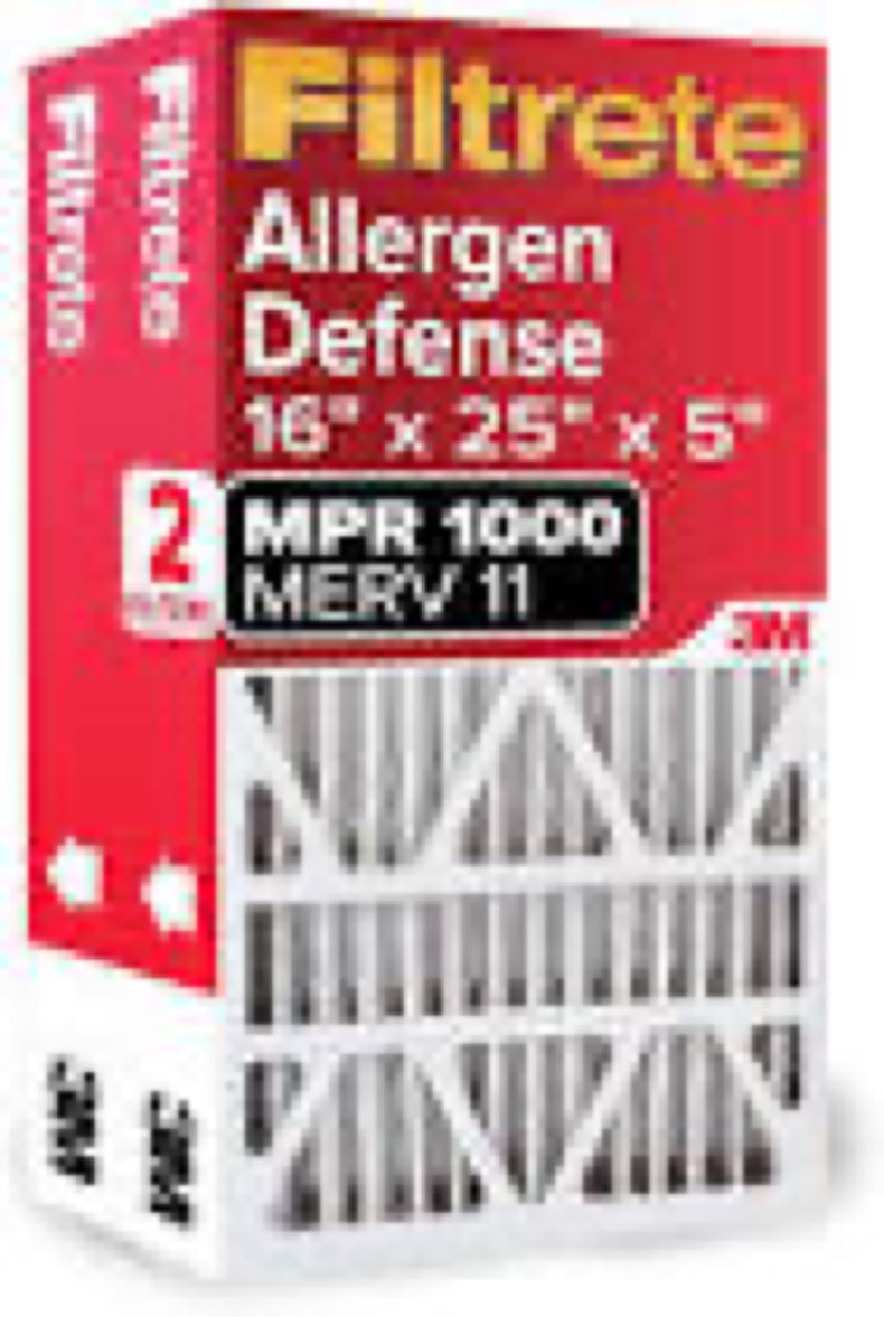 filtrete 16x25x5 air filter merv 11, mpr 1000 micro allergen defense 2-pack, fits lennox, ac furnace hvac filters for home, pleated electrostatic (actual size 15.63x24.74x4.31 in)