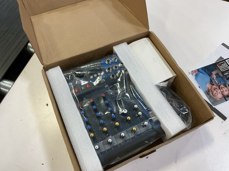 Condition photo showing Good Condition for pyle professional audio mixer sound board console system - interface 4 channel digital usb bluetooth mp3 computer input 48v phantom power stereo dj studio streaming fx 16-bit dsp processor - pmxu43bt