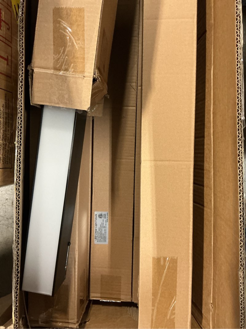 Condition photo showing Good Condition for Zaltris 4FT LED Linear Light Fixtures, 40/30/20W, 3/4/5000K Selectable, Commercial 4’ Linear Lights Linkable for Office, Shop, Gym, AC120-277V, Flush Mount Suspended, 0-10V Dimmable, Black, 6Pack