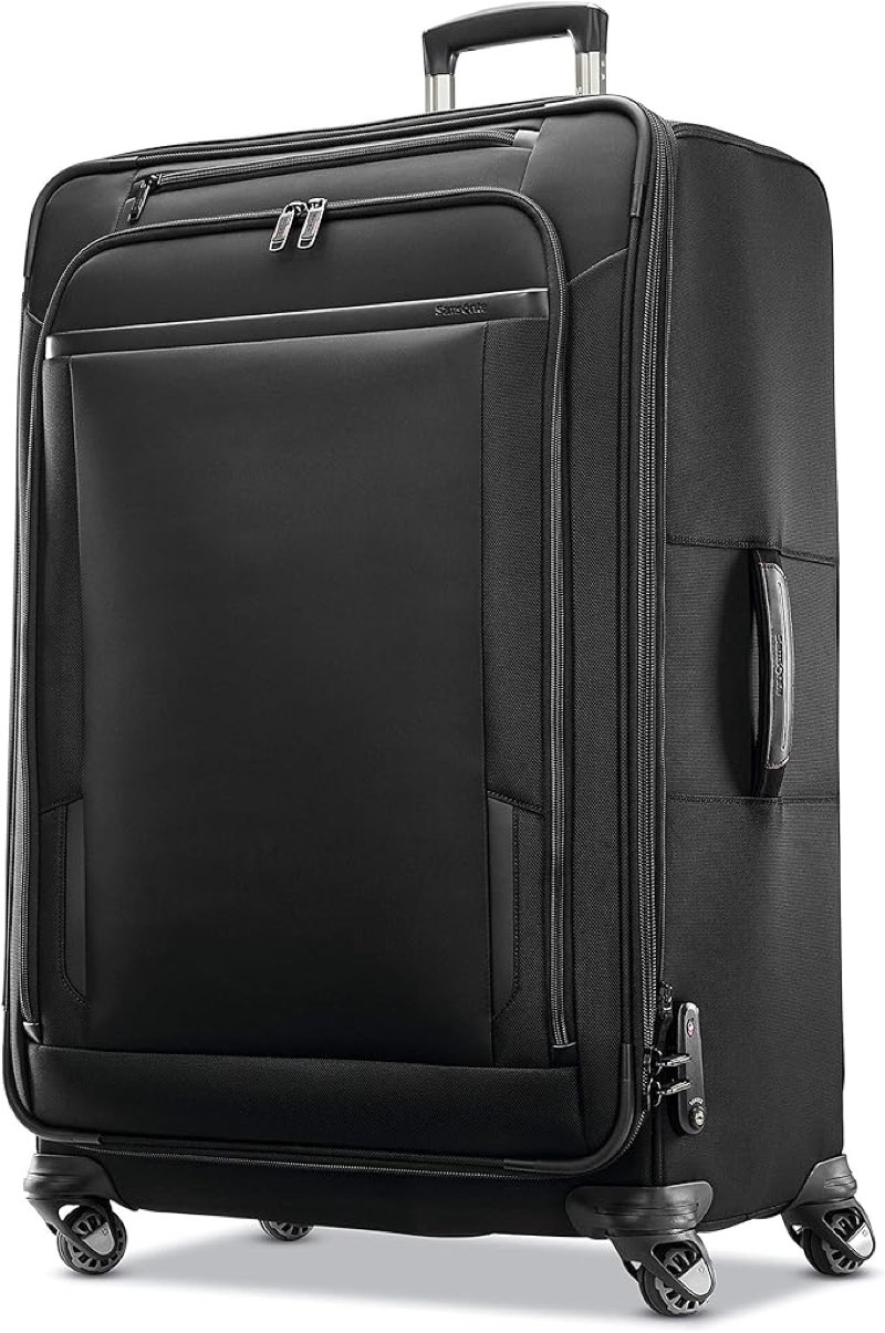 samsonite pro travel softside expandable luggage with spinner wheels, black, checked-large 29-inch