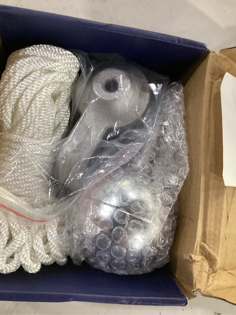 Condition photo showing Good Condition for nq flagpole hardware repair parts kit,50 feet halyard rope+3" silver ball+6" zinc alloy cleat+4 metal swivel snap clips+aluminum alloy flagpole truck with nylon pulley for 1.6"-2" flag poles