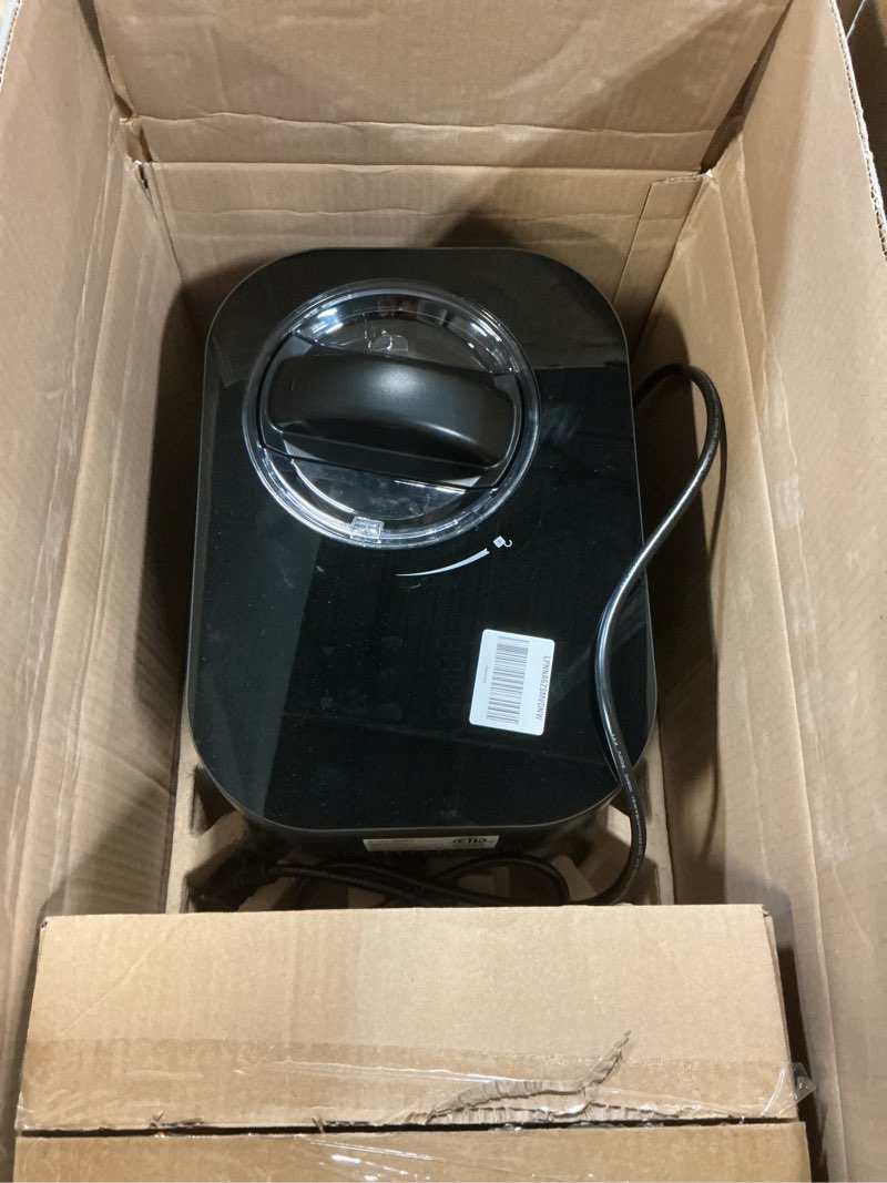 Condition photo showing As Is for iceman by chefman ice cream maker, no pre-freezing with built-in compressor, makes ice cream, froyo, sorbet, sherbet, italian ice, frozen yogurt, digital display w/ 3 presets, 2 pint inserts included