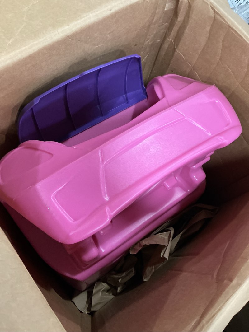 Condition photo showing As Is for step2 whisper ride ii kids push cars, ride on car, seat belt, horn, toddlers ages 1.5 – 4 years old, max weight 50 lbs., quick storage, stroller substitute, pink pink large