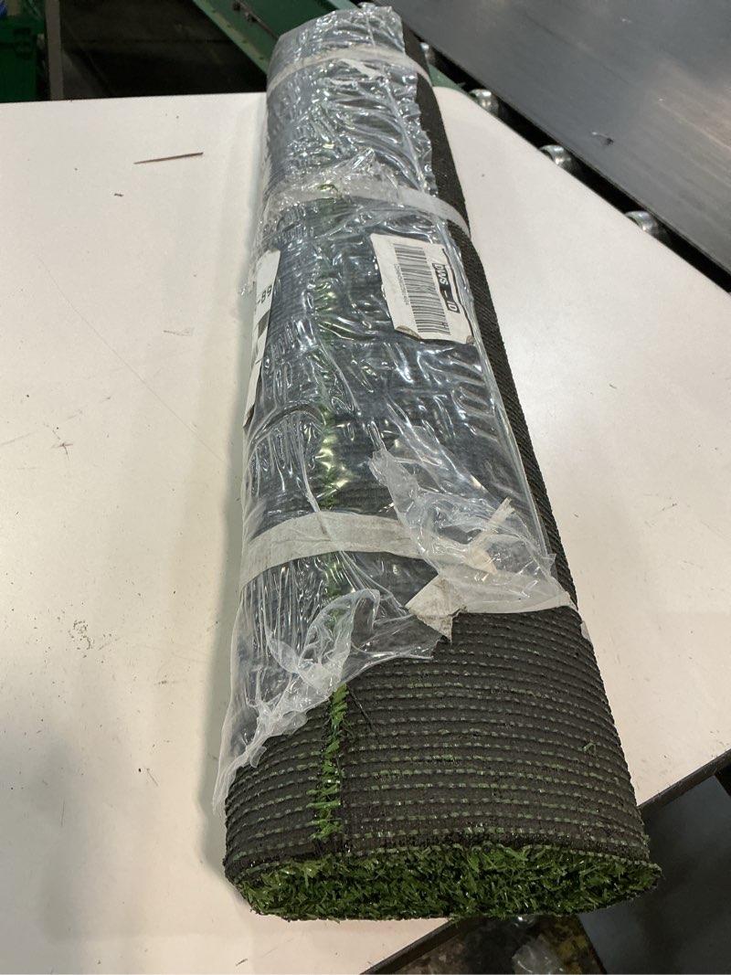 Condition photo showing As Is for (unknown size)synthetic artificial grass turf customized sizes decorations for fence drainage holes & rubber backing, indoor outdoor faux grass astro rug carpet backdropfor garden backyard patio balcony 2' x 5'