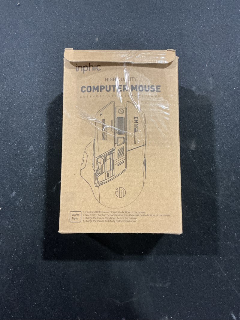 Condition photo showing New/Like New for INPHIC A9 Explorer Wireless Mouse for Laptop, 2.4G/Bluetooth 5.0, RGB Lighting, 2400 DPI, Visible Ba