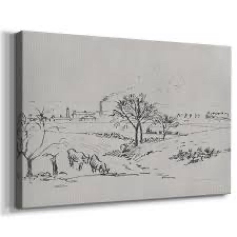 Vintage sketch xv framed on canvas print 
