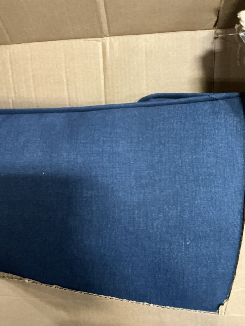 Condition photo showing As Is for Arden Outdoor Deep Seat Cushion Set, 24 in x 24 in, Weather-Proof, Rain-Proof, Fade Resistant Patio Cushion for Chair, Sofa, and Couch Sapphire Blue Leala Polyfill Sapphire Blue Leala 24" x 24"