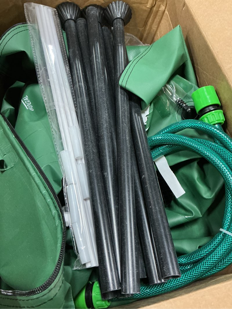 Condition photo showing Good Condition for pyy rain water collection barrel - 100 gallon green large water storage tank with spigots, portable rain catcher to collect rainwater from gutter, plastic rain catchment system with collapsible bucket green 100 gallon