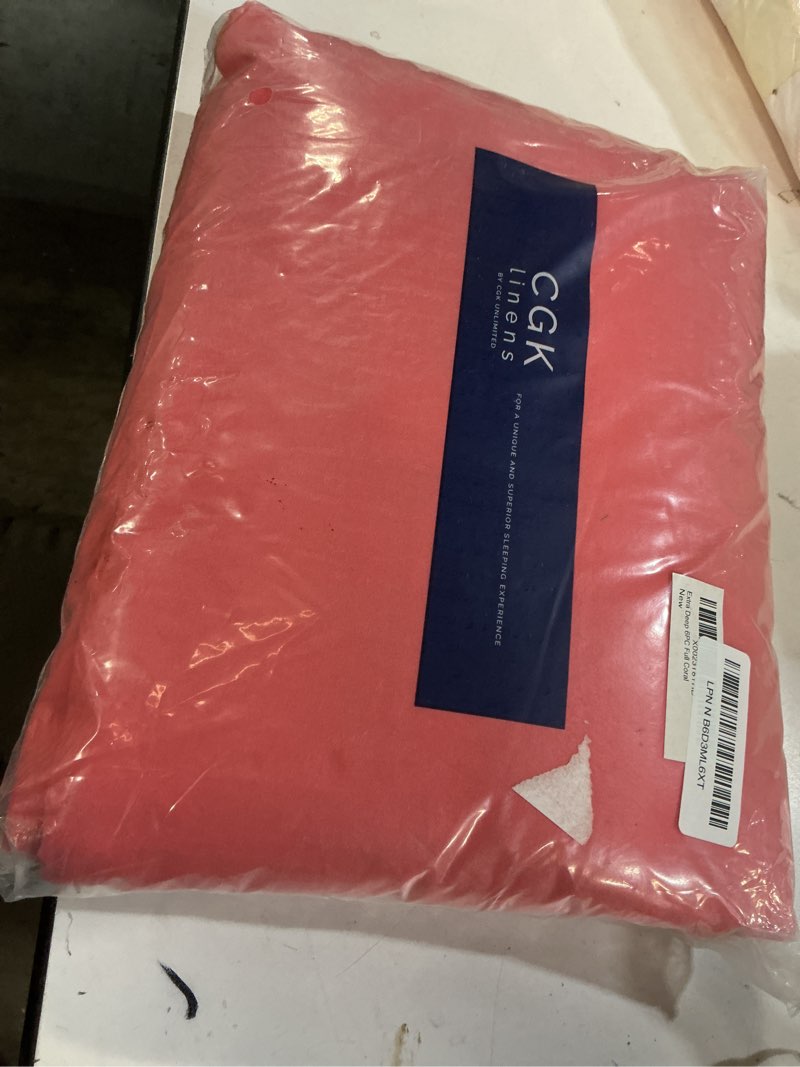 Condition photo showing Good Condition for extra deep full sheet set - 6 piece breathable and cooling sheets - hotel luxury bedding for women, men, kids & teens - easy & secure fit - soft, wrinkle free and comfy - extra deep pockets - coral 28 - coral full