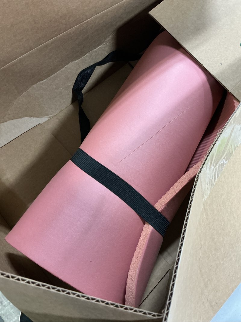 Condition photo showing As Is for Retrospec Solana Yoga Mat Thick 1/2in Non-Slip Workout Mat with Nylon Strap - 72x24in Exercise Mat for Pilates, Stretching & Fitness - BPA Free, Easy Clean Rose 1/2 inch